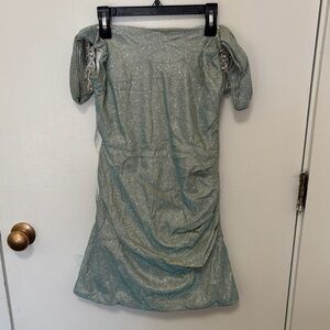 Sparkling Aqua Off-Shoulder Dress